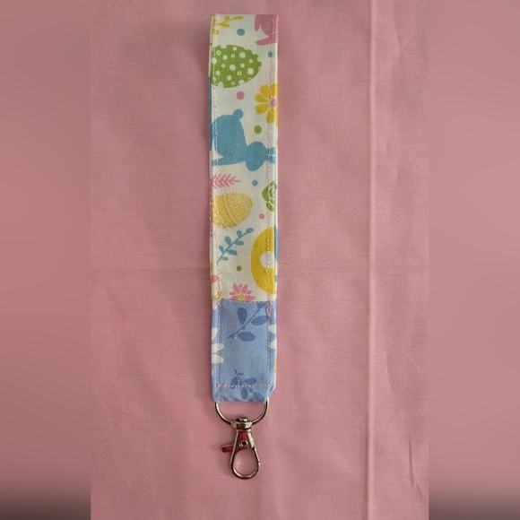 Source Unknown Other - Floral And Easter Bunny Wristlet Keychain Blue and Pink